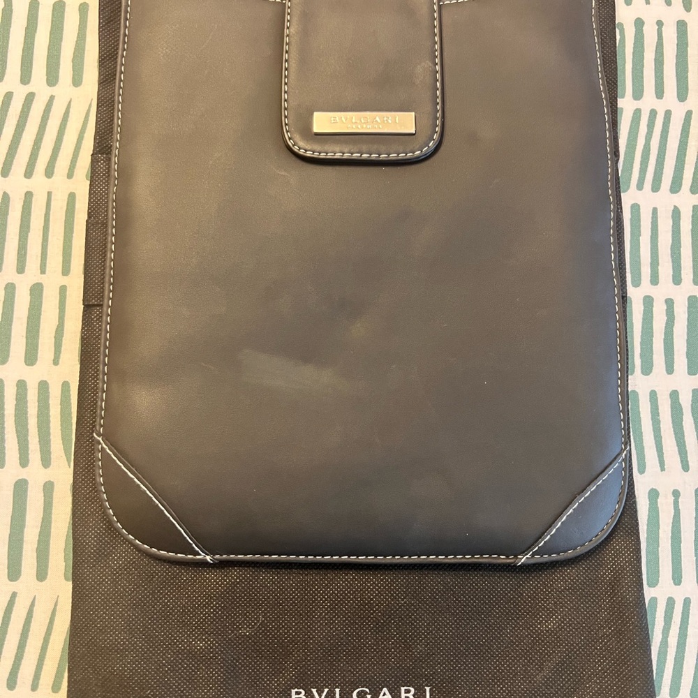 Bulgari Black Tablet Case with Leather Finish and Magnetic Closure